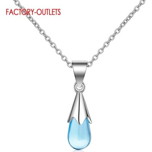 Rather Nice Women Fashion Jewelry High Quality Genuine 925 Sterling Silver Pendant Necklace With Beautiful Sky Blue Pendant