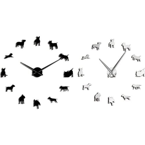Bull Terrier Dog Wall Art Diy Large Wall Clock Dog Breed Pug Big Needle Clock Watch Pet Shop Decor Gift for Bull Terrier Lovers