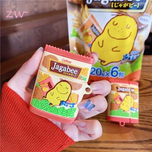 3D Brand Shrimp Crackers French Fries case For AirPods1 2pro charging box soft silicon Wireless bluetooth headset protect cover