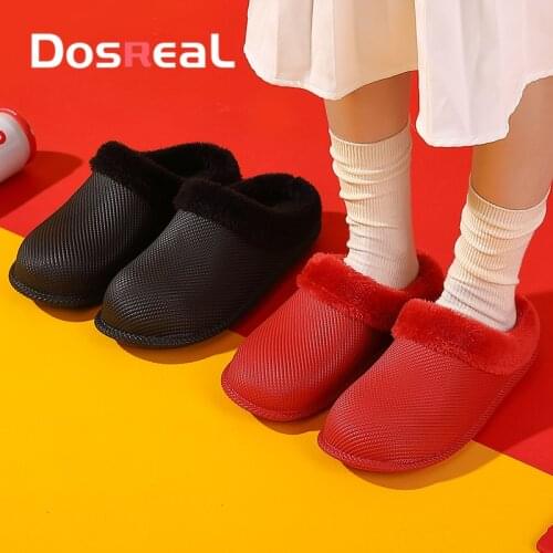Dosreal Women Slippers 2020 New Unisex Winter House Fur Slippers Waterproof Warm Furry Slides Woman Home Shoes Cheap Large Size