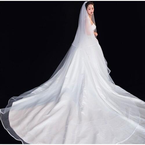 Wedding Veils with Comb Two-Layer Bridal Wedding Veil Ribbon Edge Bridal Veils 300*380