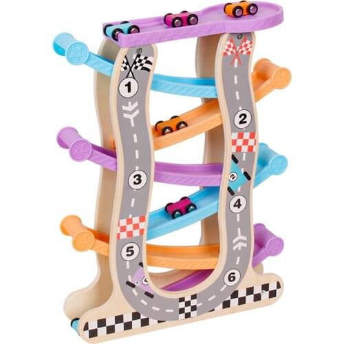 Wooden Ramp Track Racing Car Kids Educational Developmental Vehicle Game