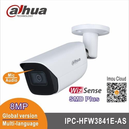 Dahua IPC-HFW3841E-AS 8MP IP Camera IR30M bullet Camera Built-in Mic & Audio & Alarm interface IP67 SMD Plus WizSense