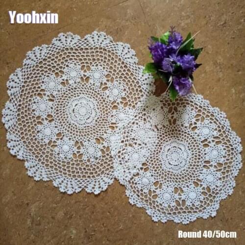 HOT Handmade Lace Round cotton table place mat pad Cloth crochet placemat cup mug wedding home tea coffee coaster doily kitchen