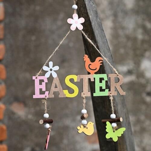 Easter Pendant HELLO SPRING EASTER Wooden Letter Sign Decorative Hanging Ornament Party Decoations Supplies Ship April