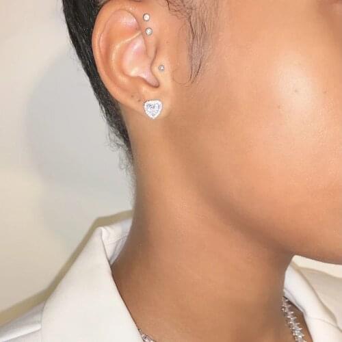 Small Cubic Zirconi CZ Heart Stud Earring Classic Trendy Sparking Bling Women Girl Fashion Jewelry