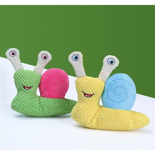 Cute Plush Snail Dog Chew Squeak Toy Bite-Resistant Puppy Cleaning Teeth Molar Interactive Toys Pet Training Biting Sounding Toy