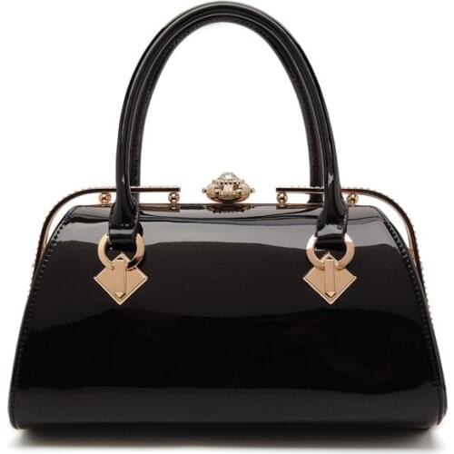 Fashion Metal frame folding Open ways purse Women buckle bag Patent leather handbag female diamond bag women totes bag handbags