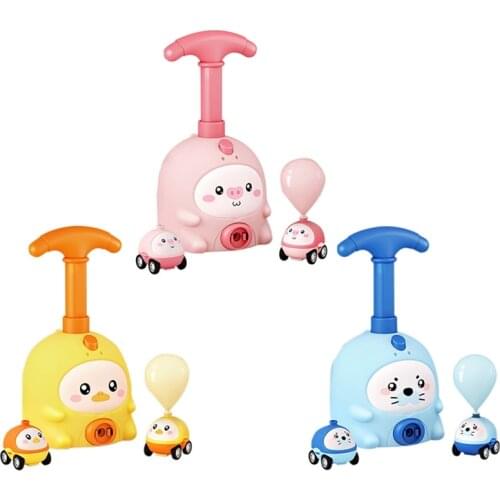 Power Balloon Car Toy Aerodynamic Fun Ball Car Hand Push Inflator Air Pump Vehicle Educational Gifts for Kids