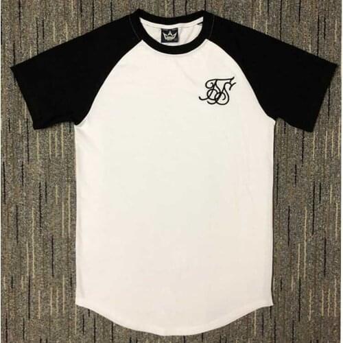 Men Fashion Summer ss Sik Silk Kanye West Sik Silk Men Casual Hip Hop Irregular Curved Hem Short Sleeved Splicing T-shirts