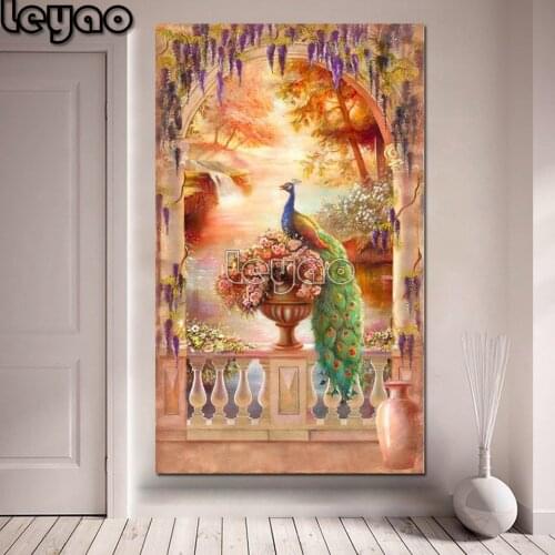 Full square/round drill large size 5d diy diamond painting peacocks picture mosaic embroidery kit Corridor aisle decorative art