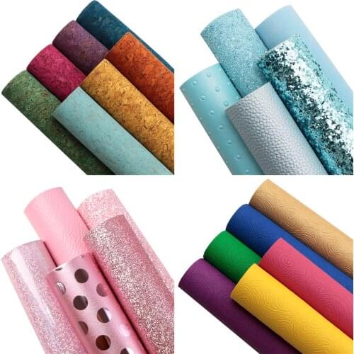 20*33cm Solid Color Glitter Faux Synthetic Leather Sheets Set For Bows Gift Decor DIY Material vinyl,1Yc19494