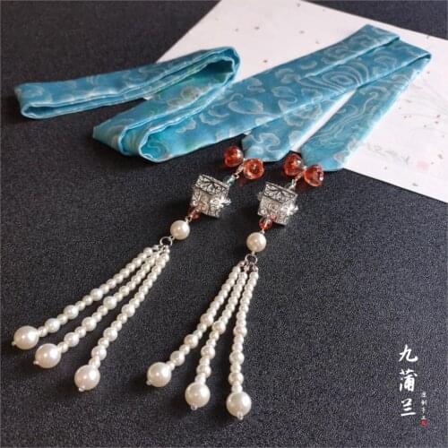 Original hand hollow out hanfu deserve to act the role of antique imitation pearl the lantern hair ribbon pouch hanging pendant