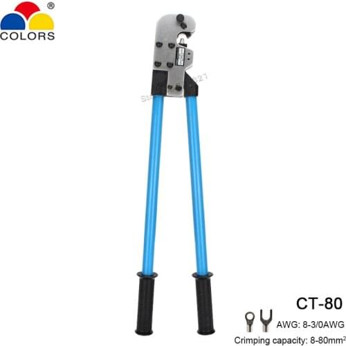 CT-80 Crimping Plier 8-80mm2 YO Terminals Non Insulated Terminals Point Type Crimper 8-2AWG Big Size Electrican Hand Tools
