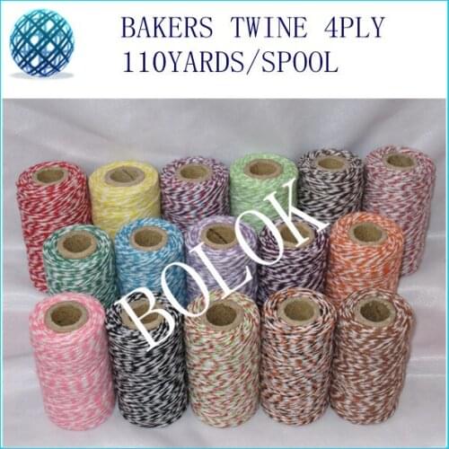 Free shipping gift rope, Bakers twine 4ply (110Yards/spool) 40pcs/lot many color used in webbing,gift packing