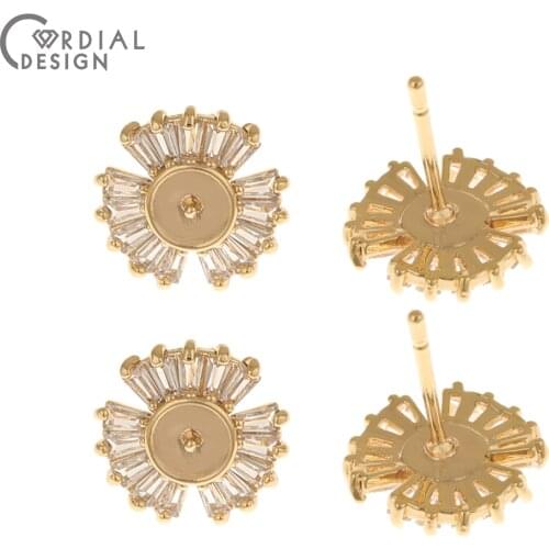 Cordial Design 10Pcs 11*11MM Earrings Stud/Jewelry Accessories/DIY Making/Genuine Gold Plating/Jewelry Findings & Components