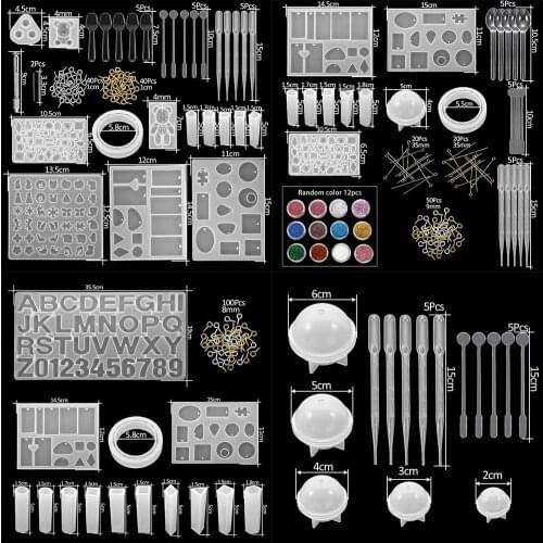 300Pcs Silicone Casting Molds And Tools Set Mixed Style Jewelry Epoxy Casting Molds Tools Set For Jewelry making DIY