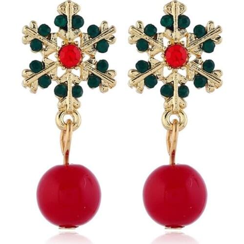 Alloy Snowflake Stud Earring With Dangle Glass Pearl Bead Women Glass Pearl Earrings Jewelery one pair y1494