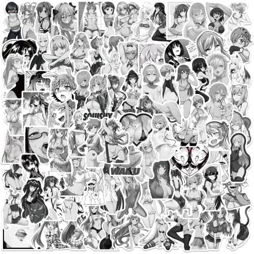 10/50/100pcs/pack Black and White Sexy Anime Stickers Skateboard Laptop Motorcycle Phone Cool Graffiti Sticker Decal Kid Toy