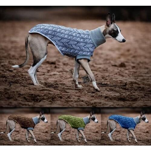 Dog Warm Sweater Pet Winter Casual Two-Legged Outdoor Windproof Coat Spotted Dog Solid Color Polyester High Collar Knitting Coat