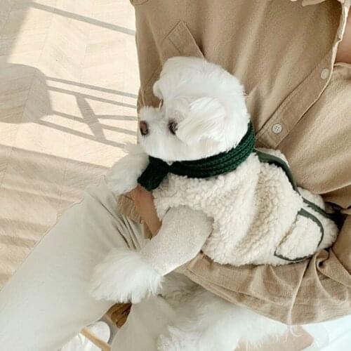 Thick Warm Dog Vest Pet Clothes Winter Dogs Cats Sweater Gift Scarf Cotton Plush Coat for Puppy French Bulldog Clothing