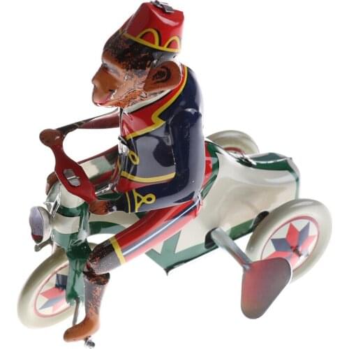Vintage Wind Up Circus Monkey Riding A Car Clockwork Tin Toy Fun Collectible Retro Zakka Home Decor