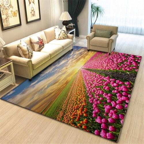 Wishstar Floral Carpet 3D Landscape Plants Pattern Lving Room Carpet Bed Rugs Girl Room Rug Kitchen Mat Flower Printed