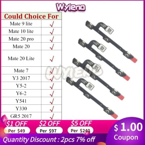 Wyieno For Huawei Mate 7 9 10 20 Lite Pro Y3 GR5 2017 Y330 Y5-2 Y6-2 Power Volume On Off Switch Buttons Flex Cable Ribbon
