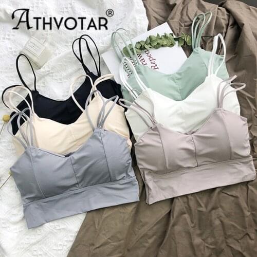 ATHVOTAR Seamless Women Fashion Bra Solid Color One-piece Wireless Crop Top Bras Comfortable Thin Padded Underwear Tube Tops