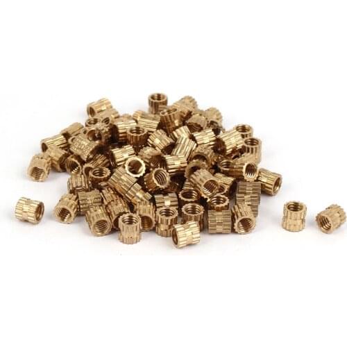 100 pcs M4*4/5/6/8/10 OD 5mm M4 Brass Injection Molding Knurled Threaded Insert Embedment Nuts