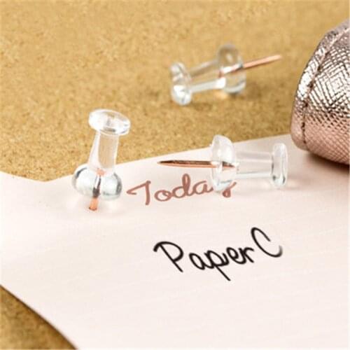 180PCS Push Pins Plastic Transparent Rose Gold Thumbtack Board Pins Drawing Photo Wall Studs Office School Supplies Crafting