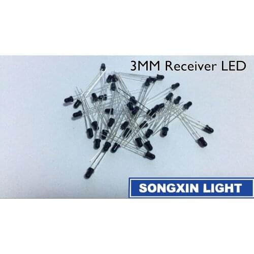20pcs LED 3mm 940nm IR Infrared Receiving Diode Round Tube Black Light Lamp Receiver 5MM led IR/PT/PD diodes
