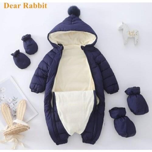 2021 winter New Baby climbing clothes fleece-lined thickened haha clothes baby jumpsuit out newborn hug clothes