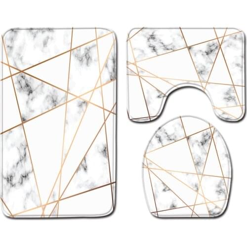 3pcs Bath Mat Set Microfiber Non Slip Bathroom Mat Marble pattern Bathroom Rug Set bath mat set rug