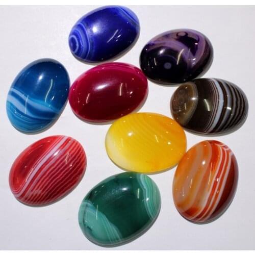 30x40MM 10pcs natural stone stripe agates opal oval cabochon no hole bead for DIY Jewelry making pendant charms accessories
