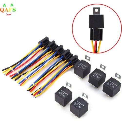 5 Pin Car Harness Car Auto Relay Socket 5 Wire 12V/24V Relay for Head Light Air Conditioner Normally Open DC 12V/24V 30/40A