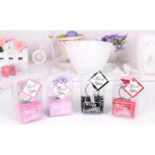 Free Shipping 500pcs/lot Ring Diamond Keychain Wedding Favors and gifts