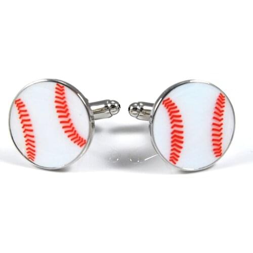 Gemelolandia- Round Shape baseball Cufflinks, White color