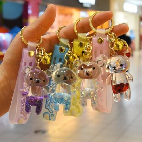 Bear Keychains Cute Cartoon Hang Bell Figure Bag Pendant Key Chain Fou Women Boys Girls Toy Jewelry Gift