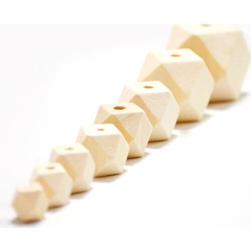 DIY Wooden Beads Long Octagon Geometric Irregular Square Polygon Wooden Loose Spacer Beads Natural Color Eco-friendly Wood Beads
