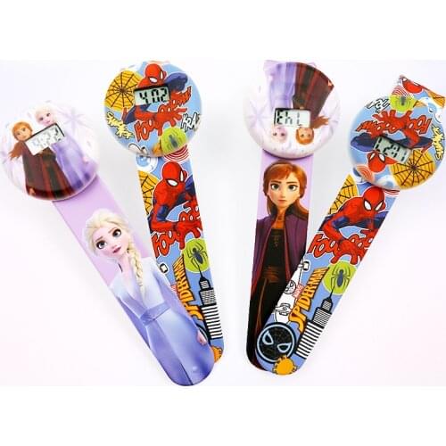 Disney Childrens Digital Wristwatch Cartoon Spider-man Frozen Clapping Watch Kids Watches Complete Calendar LED Display