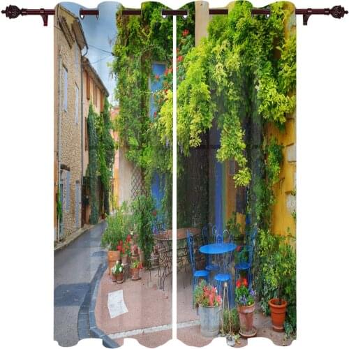 France Street Building Flowers Curtains for Bedroom Kids Room Living Room Window Curtain Luxury Curtains for Kitchen