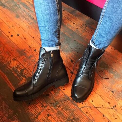 IBAY winner POSTAL Hommes Bottes En Cuir Véritable Avec Fermeture à glissière noire