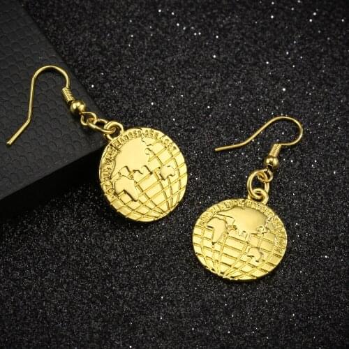 Personality Gold Plated Map Dangle Earrings "NOT ALL WHO WANDER ARE LOST" Drop Earrings Hip Hop Jewelry Party Gifts