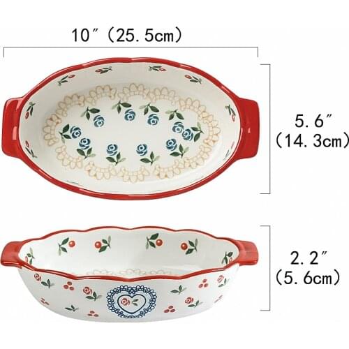 Ceramics Rectangular Baking Dishes with Handle for Oven Ceramic Baking Pan Lasagna Casserole Pan Individual Bakeware