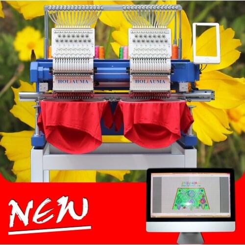 China 10 years service ! HOLiAUMA Double Head 15 needles Home Computer Embroidery Machine Multi functional 3-in-1 Function