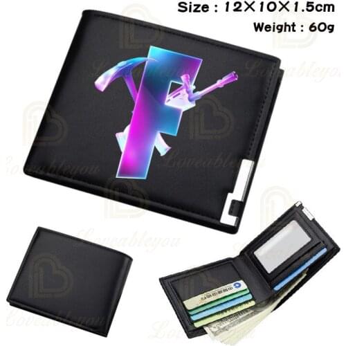 Mens Wallet Leather Fortnite PU Leather Bifold Short Credit Card Holders Coin Money Children Cartoon Wallet Business Purse Male