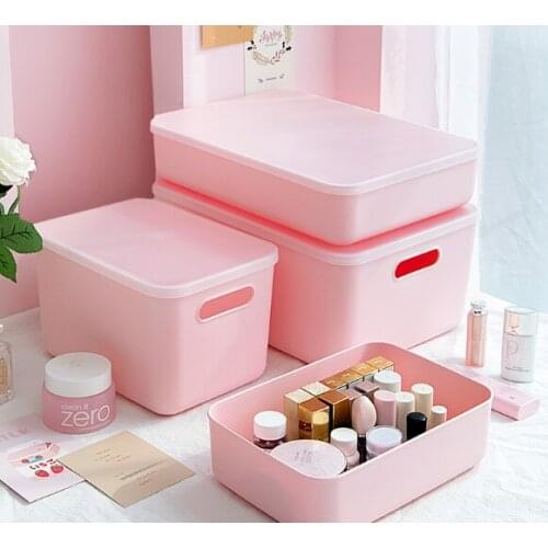 Girl heart lovely dormitory student clothes beauty makeup sundries with cover plastic storage box J05