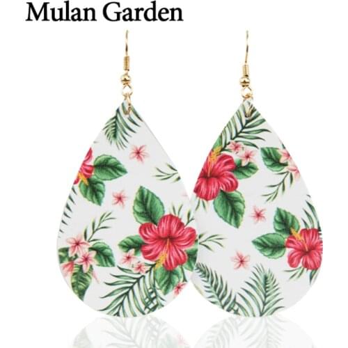 M&G Trendy Flower PU Leather Earrings for Women Dangle Statement Water Drop Earrings Fashion Jewelry Women Accessories Wholesale