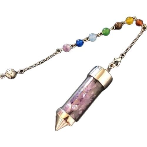 Fashion Wishing Bottle Pendulum healing Reiki Pendant 7 Chakra Natural Stone Bead Chain Amulet Fashion Jewelry